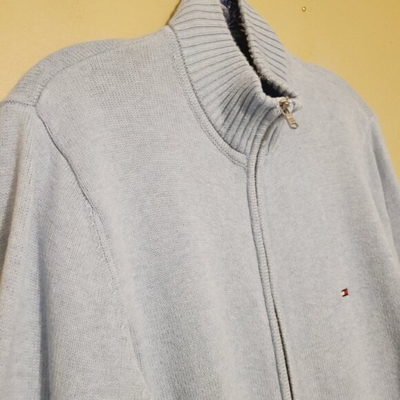 Tommy Hilfiger | Men's Sky Blue Full Zipper Cardigan Sweater (Size Medium) - Picture 10 of 15